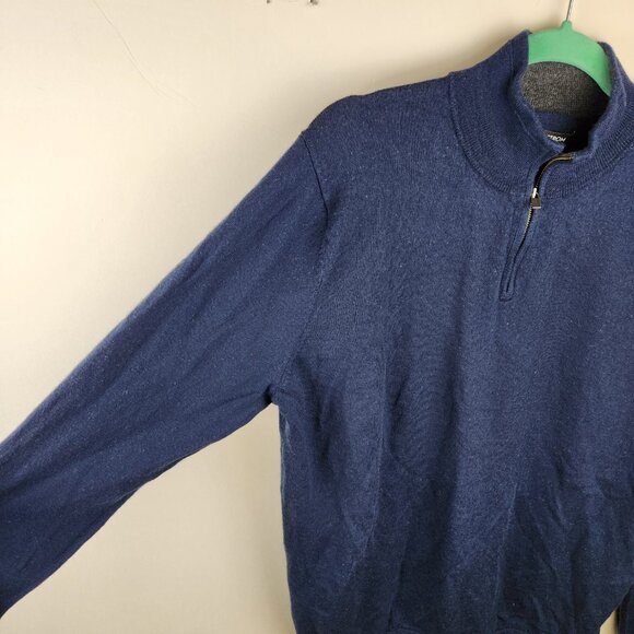 Nordstrom Washable Merino Wool Quarter Zip Lightweight Knit Sweater Navy Blue XL - Picture 4 of 9